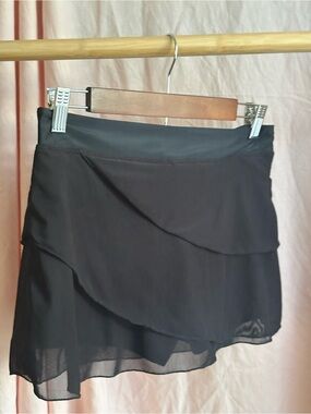Black Asymmetrical Layered Chiffon Skirt - Women's Skirt